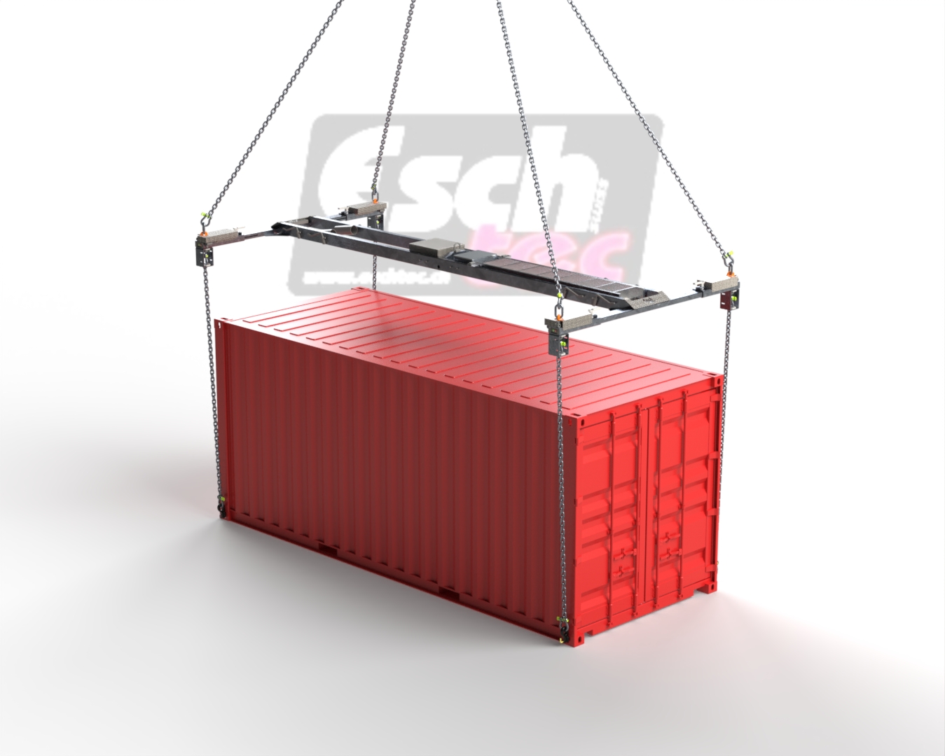 Jochkette 3 m mit Container — Schrägansicht